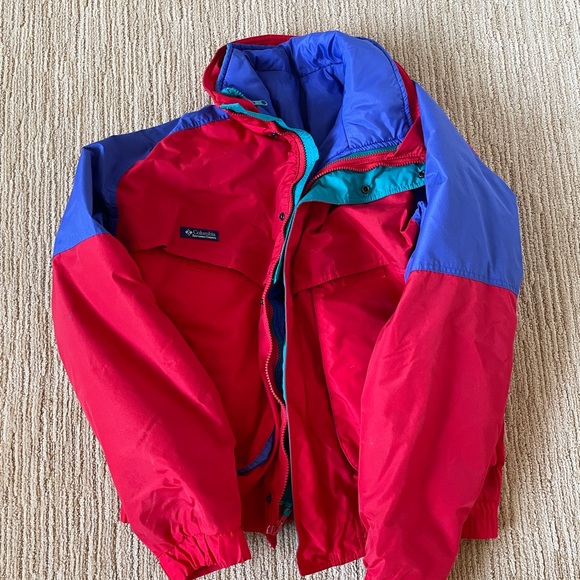 Vintage 90’s Columbia Snow Jacket Powder Keg - Red, Teal, Purple - Medium - Picture 2 of 5